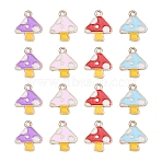 40Pcs 4 Colors Autumn Theme Alloy Enamel Charms, Cadmium Free & Lead Free, Mushroom, Mixed Color, 15x13x1.5mm, Hole: 1.5mm, 10pcs/color(ENAM-CJ0002-98)