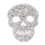 Skull Rhinestone Patches, Iron/Sew on Appliques, Costume Accessories, for Clothes, Bag Pants, Shoes, Cellphone Case, Crystal, 90x65x2mm(DIY-WH0199-35E)