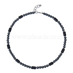 6mm Round Synthetic Non-magnetic Hematite & Natural Lava Rock Beaded Necklaces for Men and Women(UU3389-2)