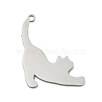 201 Stainless Steel Pendants, Cat Shape Charms, Stainless Steel Color, 25.5x21x1mm, Hole: 1.5mm(SA-CBA0460-12P)