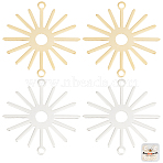 40Pcs 2 Colors Brass Connector Charms, Sun Links, Long-Lasting Plated, Cadmium Free & Lead Free, Golden & Silver, 24x20.5x0.5mm, Hole: 1.2mm, 20pcs/color(KK-BBC0011-63)