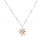 Heart Butterfly Clover Pendant Necklace, 304 Stainless Steel Cable Chain Necklaces for Women(UZ2087-3)