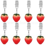 8Pcs Resin Imitation Fruit Tablecloth Weights, Table Cloth Pendants, with Iron Clip, Strawberry, 74mm, 8pcs/set(HJEW-SW00128-01)