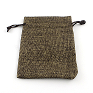 Polyester Imitation Burlap Packing Pouches Drawstring Bags, Sienna, 12x9cm(X-ABAG-R005-9x12-05)