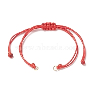Braided Waxed Polyester Cord, with 304 Stainless Steel Jump Rings, for Adjustable Link Bracelet Making, Red, 12-3/8 inch(31.4cm), Hole: 3.6mm(AJEW-JB01153-02)