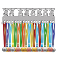 Fashion Iron Medal Hanger Holder Display Wall Rack, 20 Hooks, with Screws, Medal Pattern, 118x400mm, Hole: 5mm(ODIS-WH0037-082)