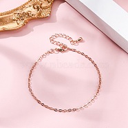 Adjustable Rack Plating Brass Cable Chain Bracelets for Women, Cadmium Free & Lead Free, 901 Stainless Steel Clasp, Long-Lasting Plated, Rose Gold, 6-3/4 inch(17cm)(BJEW-G735-17RG)