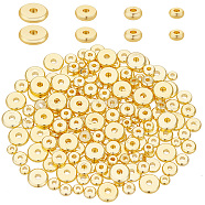 Elite 160Pcs 4 Styles Brass Spacer Beads, Long-Lasting Plated, Flat Round, Golden, 1/8~1/4 inch(4~8mm), 40pcs/style(KK-PH0005-95G)