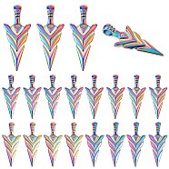 20Pcs Rainbow Color Alloy Pendants, Cadmium Free & Nickel Free & Lead Free, Sword Shapes, 47x20x9.5mm, Hole: 6mm(FIND-SZ0005-75)