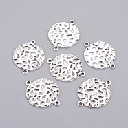 Tibetan Silver Connectors/Links connectors, Lead Free and Cadmium Free, Flat Round, Antique Silver, about 31mm long, 24mm wide, 1.5mm thick, hole: 2mm(X-LF9330Y)