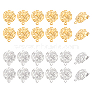 32Pcs 2 Colors 304 Stainless Steel Stud Earring Finding, with Horizontal Loops, Oval, Golden & Stainless Steel Color, 23.5x19.5mm, Hole: 1.6mm, Pin: 0.9mm, 16Pcs/color(STAS-UN0041-95)