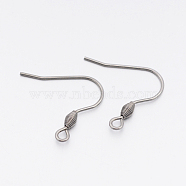 304 Stainless Steel Earring Hooks, Ear Wire, with Horizontal Loop, Stainless Steel Color, 20x21.5x3mm, Hole: 2mm, Pin: 0.8mm(X-STAS-E074-42)