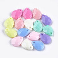 Opaque Acrylic Pendants, Faceted, Teardrop, Mixed Color, 17.5x12.5x5~5.5mm, Hole: 2mm, about 780~870pcs/500g(MACR-S296-88)