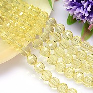 Faceted Round Imitation Austrian Crystal Bead Strands, Grade AAA, Light Yellow, 10mm, Hole: 0.9~1mm, about 40pcs/strand, 15.7 inch(G-M182-10mm-09A)