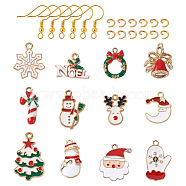 DIY Christmas Earring Making Kits, with 24PCS Alloy Enamel Pendants and Brass Earring Hooks, Light Gold(DIY-TA0002-86)