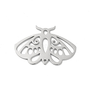 304 Stainless Steel Pendants, Laser Cut, Hollow Moth Charm, Stainless Steel Color, 20x30x1mm, Hole: 1.5x2mm(STAS-R226-04P)