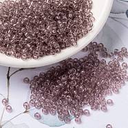MIYUKI Round Rocailles Beads, Japanese Seed Beads, (RR142L) Transparent Light Amethyst, 8/0, 3mm, Hole: 1mm, about 422~455pcs/bottle, 10g/bottle(SEED-JP0009-RR142L)