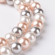 Round Shell Pearl Bead Strands, Colorful, 8mm, Hole: 1mm, about 50pcs/strand, 15.7 inch(X-BSHE-E007-8mm-01)