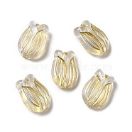 Plating Acrylic Beads, Golden Metal Enlaced, Tulip, Gold, 16x16.5x7mm, Hole: 2mm(MACR-J123-42)