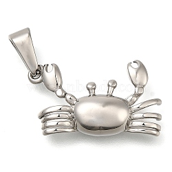 304 Stainless Steel Pendants, Crab, Stainless Steel Color, 13.5x23.5x6mm, Hole: 7x3mm(STAS-Z113-15P)