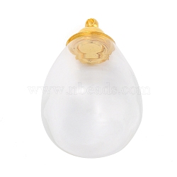 Glass Bottle Pendants, with 
Brass Cap, Wish Bottle Pendant, Refillable Bottle Pendant, Teardrop, Golden, Clear, 37mm, Hole: 1.6mm(GLAA-K056-05G)