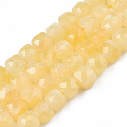 Natural Quartz Beads Strands, Dyed, Faceted, Cube, Light Goldenrod Yellow, 5.5x6x6mm, Hole: 1mm, about 61~62pcs/Strand, 12.99 inch~13.19 inch(33cm~33.5cm)(G-S359-376B)