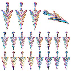 20Pcs Rainbow Color Alloy Pendants, Cadmium Free & Nickel Free & Lead Free, Sword Shapes, 47x20x9.5mm, Hole: 6mm(FIND-SZ0005-75)