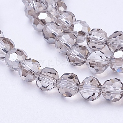 Faceted(32 Facets) Glass Round Beads Strands, Gainsboro, 8mm, Hole: 1mm, about 70~72pcs/strand, 22.6 inch(X-EGLA-J042-8mm-15)
