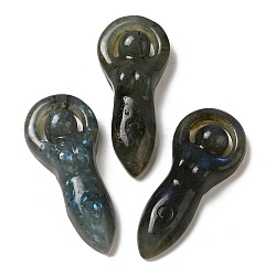 Natural Labradorite Pendants, Goddess Charms, 43~43.5x18.5~19x7~8.5mm, Hole: 11.5x1.5mm(G-C091-02F)