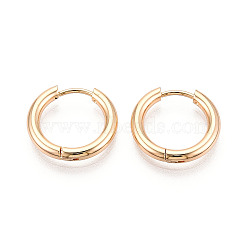 304 Stainless Steel Hoop Earrings, Ion Plating(IP), Real 18K Gold Plated, 16x17x2.5mm(EJEW-T048-24A-G)