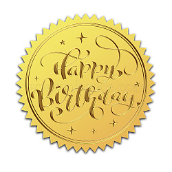 Self Adhesive Gold Foil Embossed Stickers, Medal Decoration Sticker, Word, 5x5cm, 4pcs/sheet(DIY-WH0211-390)