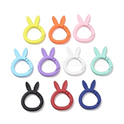 Spray Painted Alloy Spring Gate Rings, Rabbit, Mixed Color, 6 Gauge, 37.5x27.5x4mm(X-FIND-I031-01)