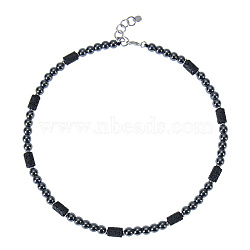 6mm Round Synthetic Non-magnetic Hematite & Natural Lava Rock Beaded Necklaces for Men and Women(UU3389-2)