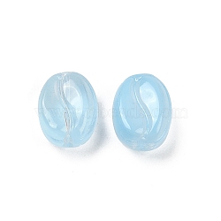 Transparent Glass Beads, Coffee Bean, Baking Paint, Sky Blue, 11x8.5x6.5mm, Hole: 1mm(DGLA-E004-15G)