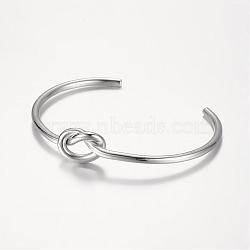 Tarnish Resistant Unique Design 304 Stainless Steel Cuff Bangles, Stainless Steel Color, 49x62mm(BJEW-K105-07P)