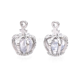 Alloy Cubic Zirconia Charms, Crown, Platinum, 14x10.5x10.5mm, Hole: 1mm(X-ZIRC-T003-17P)