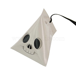 Halloween Cartoon Cardboard Candy Boxes, with Silk Ribbon, Triangle Snake Gift Box, for Halloween Party Supplies, Antique White, 9.4x8.4x8cm(CON-G017-01H)