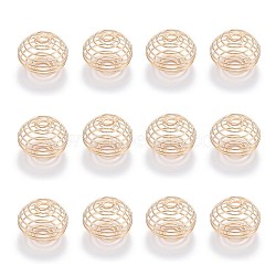 Iron Wire Pendants, Spiral Bead Cage Pendants, Round, Light Gold, 24x19.5mm, Hole: 4.5mm(IFIN-Q125-02B-KC)