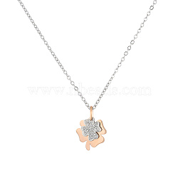 Heart Butterfly Clover Pendant Necklace, 304 Stainless Steel Cable Chain Necklaces for Women(UZ2087-3)