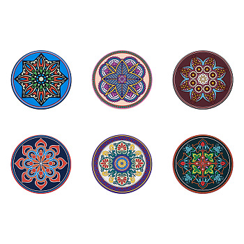 Beadthoven 6Pcs 6 Style Silicone Hot Pads Holders, for Cooking and Baking Mat, Round & Flower Pettern, Mixed Patterns, 168x3mm, 1pc/style