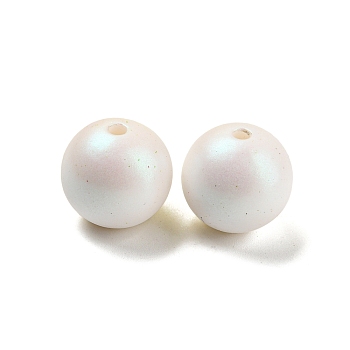 Baking Painted ABS Plastic Beads, Round, White, 16mm, Hole: 2.5mm