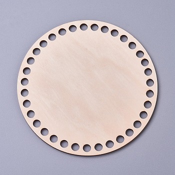 Cedar Wooden Basket Bottoms, for DIY Knitting Crochet Bag Bottom Shaper, Flat Round, BurlyWood, 150x3.5mm, Hole: 8.5mm
