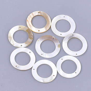Freshwater Shell Links, Ring, Seashell Color, 30~30.5x1.5~2mm, Hole: 1.2mm