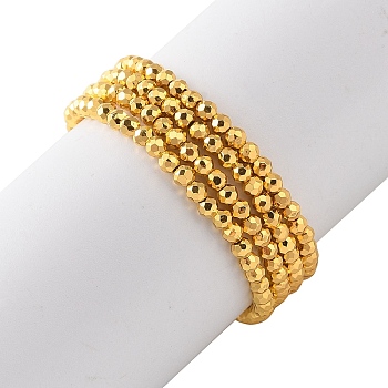 Electroplate Beads Strands, Faceted, Round, Golden Plated, 2x2mm, Hole: 0.5mm, about 186~209pcs/strand, 13.78~16.14''(35~41cm)