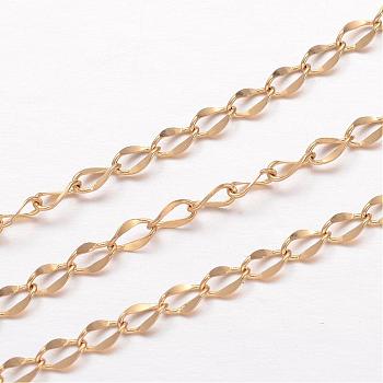 Ion Plating(IP) 304 Stainless Steel Curb Chains, Soldered, Twisted Chains, for Jewelry Making, Golden, 4x2x0.4mm