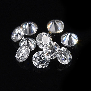 Pointed Back Glass Rhinestone Cabochons, Faceted, Diamond, Crystal, 0.9mm, about 250pcs/bag