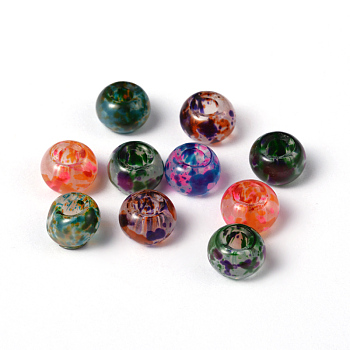 Spray Painted Glass Large Hole Beads, Rondelle, Mixed Color, 8~9x5.5mm, Hole: 3~3.5mm
