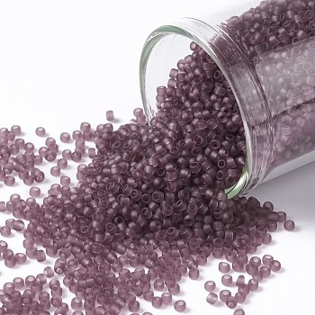 TOHO Round Seed Beads, Japanese Seed Beads, (6BF) Transparent Frost Medium Amethyst, 15/0, 1.5mm, Hole: 0.7mm, about 3000pcs/10g