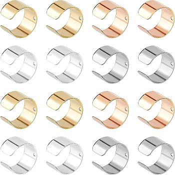 80Pcs 4 Colors 304 Stainless Steel Ear Cuff Findings, with Hole, Mixed Color, 10x9x6mm, Hole: 0.9mm, 20pcs/color