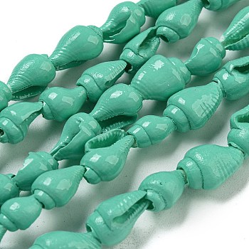 Spray Painted Natural Spiral Shell Beads Strands, Shell Shape, Turquoise, 6.5~12x4.5~8x4~7mm, Hole: 2mm, about 188pcs/strand, 61.10''(155.2cm)